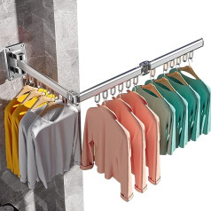 AISIR Clothes Airer Wall Mounted Clothes Rack Wall Aluminium Clothes Rail Tumble Dryer Foldable for Balcony, Bedroom Silver