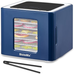 Biolomix Dehydrator with 6 Containers, LED Touch Screen and Adjustable Temperature and Time, Dehydrator for Fruit, Vegetables, Meat, Mushrooms, Herbs, Seeds, Perfect for Healthy Snacks (F1210, Blue)