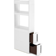 Songmics Niche Trolley, Narrow, with 3 Shelves 2 Drawers, Wheels - for Kitchen, Bathroom or Cellar - 17cm Wide, White KFR06WT