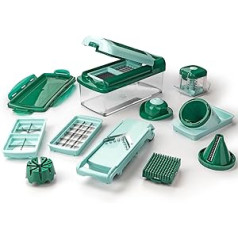 Genius Nicer Dicer Fusion Smart Julietti | Piparmētru zaļš | 16 gabali | Viss pielāgots | Berzēšana | Žuljēns | Spirāles | Ēvelēšana | Kauliņi | Griešanas ierīce | Pazīstams no TV | JAUNS