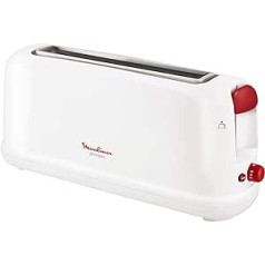 Moulinex Principio LS160111 Toaster mit langem Schlitz, 25 cm, Krümelauffangschale mit 7 Röststufen, Auftaumodus und Ausschalttaste, für große Brotsorten, weiß