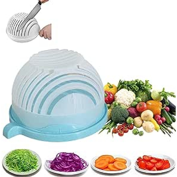 Salatschneider-Schüssel Veggie Choppers und Würfel, Veggie Chopper, sichere Lebensmittelqualität, BPA-freies Material, Salatschneider-Schüssel mit Deckel, schnelles Gemüseschnitten-Set,