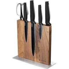 Navaris Knife Holder Double-Sided Magnetic Walnut - Magnetic Knife Block Knife Board Magnetic Holder on Both Sides - Knife Holder Wood Unequipped