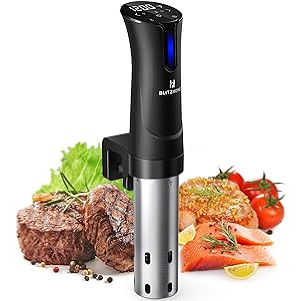 Sous Vide plīts, BLITZHOME Sous Vide Stick 1100 W skārienvadība ar precīzu temperatūras iestatīšanu no 25°C līdz 92,5°C ar 0,1°C soļiem, taimeris, nerūsējošā tērauda precīzās niršanas cirkulācijas ierīce, receptes