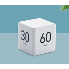 Cube Timer Digital Kitchen Timer Gravity Sensor Flip Timer, Used for Time Management, Countdown Setting (15-20-30-60 Minutes, White)