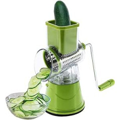 Raguso Vegetable Cutter Manual Drum Grater Stainless Steel Vegetable Cutter for Home Kitchen (Green)