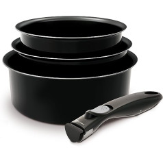 Backen Profi Easy Cook 181101 Cooking Pot Set of 4 Aluminium 25 x 22 x 11 cm Black