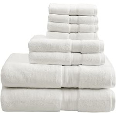800GSM 100% Cotton Luxury Turkish Bathroom Towels, Highly Absorbent Long Oversized Linen Cotton Bath Towel Set, 8-Piece Includes 2 Bath Towels, 2 Hand Towels & 4 Wash Towels, Cream