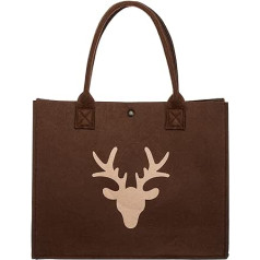 Brandsseller Felt Bag with Stag Head Appliqué Approx. 34 x 10 x 28 cm