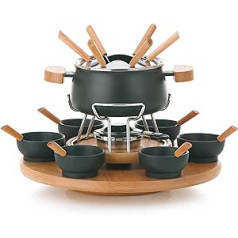 kela fondue set stainless steel / Beech Natura