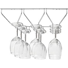 Kurtzy Chrome Glashalter Edelstahl Weinglas Halterung Weinglashalter Regal Schrankeinsatz mit Schrauben & Dübel – 34x32cm Gläserhalterung Hängend für Stielgläser – Glas Aufhängen Bar & Küche