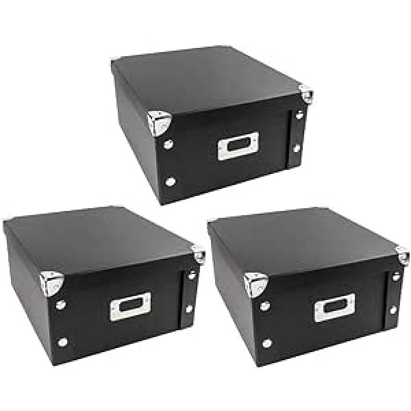 Ideen mit Herz Storage Boxes | Set of 3 | Storage Box with Lid | Foldable | Made of Cardboard & Metal | Each 31 cm x 26 cm x 14 cm