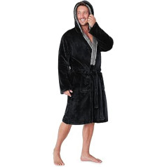 CityComfort Men's Bathrobe with Hood Super Soft Fleece Men's Dressing Gown with Hood Soft and Comfortable Fleece Robe Dressing Gown Long Men's Gifts