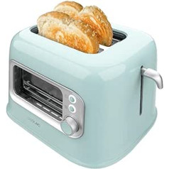 Cecotec RetroVision Blue Vertical Toaster, 2 Wide Slots, 700W on 5 Levels, 2 Slices of Bread, Control Window, Retro Design, Dust Protection, Auto Shut Off and Pop-up