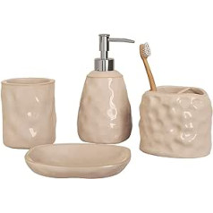 Karisky vannas istabas piederumu komplekts, 4 dab., masīvs keramikas vannas istabas tualetes galda organizators ar losjonu ziepju dozatoru zobu birstes turētājs vannas istabas krūze ziepju trauks