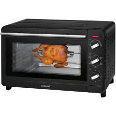 Bomann MBG 6023 CB Multi-Purpose Oven 30 Litre Oven / Recirculation + Top and Bottom Heat / Includes Rotisserie and Pizza Stone / 90 Minute Timer with End Signal / Black