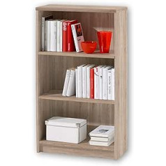 Lilly Sonoma Oak Look Shelf, Modern Bookcase with 3 Open Compartments, Versatile Office Filing Shelf, Standing Shelf with Lots of Storage Space, 60 x 106 x 28 cm (W x H x D)