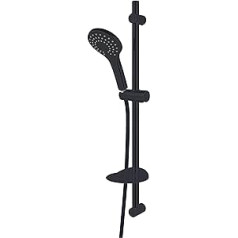 Duschmeister Shower Set Slim Neo 5 Black Matt in Black with Shower Rail and Hand Shower 11 cm Shower Hose Shower Head Hand Shower with Hose and Holder Shower Column Shower Panel Shower Set