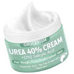 Grocerism Urea Cream 40% 150 g Callus Remover Foot Cream Roku krēms Ķermeņa losjons ar hialuronskābi, tējas koku un alveju dziļam mitrumam, kallus noņemšanai un mīkstināšanai