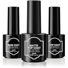 Generic nanologi UV Nagellack Set, 7,5ml Matte Top Coat/Base Coat/Top Coat UV Nagellack Gel für Gelnägel Top Coat Matt Gel Nagellack Nail Art Starter Manicure Salon DIY Soak-Off Nail Gel