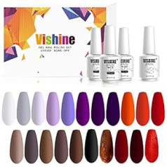 Vishine nagu želejas lakas komplekts sarkans purpursarkans brūns nude klasisko krāsu sērija soak UV LED laka skaistums nagu māksla, izturīga 8 ml