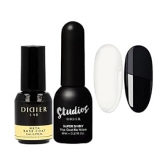 Didier Lab - Base Coat Top Coat UV - Meta Base Gel - No Wipe Top Coat Gel UV Super Shiny - LED UV nagu laku komplekts - UV gēla nagu laka - Shellac komplekts - Stiprina vājus nagus - Ilgstoši - Gēls