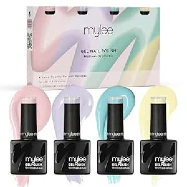 Mylee MyGel by MYLEE Mallow-Dramatic Gel Nail Polish Set 4 x 10 ml UV/LED Nail Art Manicure Pedicure for Professional Use in the Living Room and Home - Durable and Easy to Use