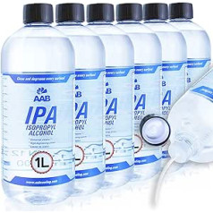 Aabcooling IPA 1L - 6 gabalu komplekts - nagu lakas noņēmējs, universāls tīrīšanas līdzeklis, tīrīšana, eļļošana, eļļošanas spirts, tīrīšanas spirts lielā pudelē, ļoti efektīvs noņēmējs