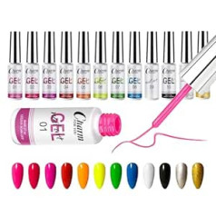 Judewy 12 Colors Nail Function Gel Nail Art Gel Liner Set Nail Polish Set for DIY Manicure and Pedicure at Home