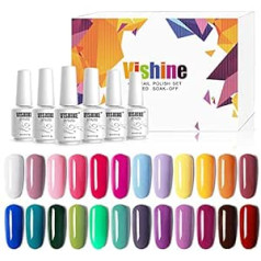 Vishine gēla nagu laku komplekts 24 krāsas, roze, zila, dzeltena, vasaras krāsas, gēla nagu laka, Ziemassvētku gēla laka, dāvanu kastīte, salona dizaina komplekts, 8 ml