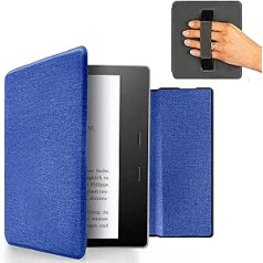 MyGadget futrālis Amazon Kindle Oasis 10. paaudzei no 2019. gada un 9. paaudzes (2017. g.) ar rokas siksniņu un automātiskās miega/pamošanās funkciju — tumši zils apvelkams futrālis