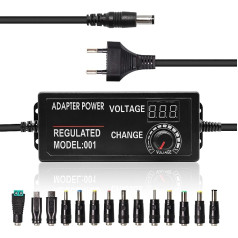 PNGOS Universālais barošanas avots 3V-24V 3A regulējams strāvas adapteris AC/DC universālais lādētājs ar LED sprieguma displeju un 14 gabalu adaptera spraudni 3V-24V sadzīves tehnikai LED apgaismojums līdzstrāvas motors DVD