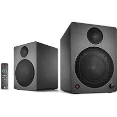 Wavemaster CUBE NEO black - Regallautsprecher-System (50 Watt) mit Bluetooth-Streaming, Digitalanschluss und IR-Fernbedienung, Aktiv-Boxen, Nutzung für TV/Tablet/Smartphone, schwarz (66380)