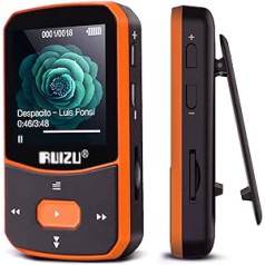 64GB MP3 Player Bluetooth 5.0 Sports Music Player with Clip with 1.5 Inch TFT Colour Screen, Supports up to 128GB SD Card, with Independent Volume Button, FM Radio, Pedometer, Voice Recording