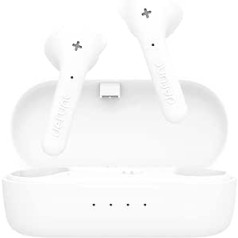 Defunc True Wireless EarbudsTrue Basic IPX4 ūdensizturīgas ausīs ievietojamas austiņas 5.0 Bluetooth stereoaustiņas Iebūvēts mikrofons, ilgs atskaņošanas laiks un uzlādes futrālis (balts)