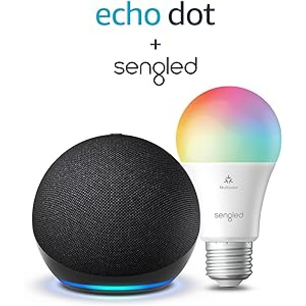 Echo Dot (5. paaudze, 2022) | Anthrazit + Sengled LED-Smart-Glühbirne (E27), Funktionert mit Alexa - Smart Home-Einsteigerpaket