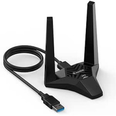 AC1300 USB WLAN zibatmiņa personālajam datoram/klēpjdatoram, 1300 Mbps USB 3.0 WiFi sargspraudņa adapteris ar 2,4G/400Mbps + 5G/866Mbps, magnētiskā bāze, augstas pastiprinājuma 2x3dBi antenas, WLAN mobilais tīklājs (Soft, Mac), WPS