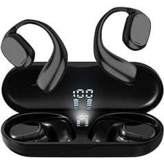 Open Ear Headphones Bezvadu Bluetooth Sporta Austiņas ar Mikrofonu Air Line Bone Sound Austiņas Ūdensizturīgas Bezvadu Bone Conduction Austiņas ar Ausu āķīšiem treniņiem Skriešana Skriešana Melns