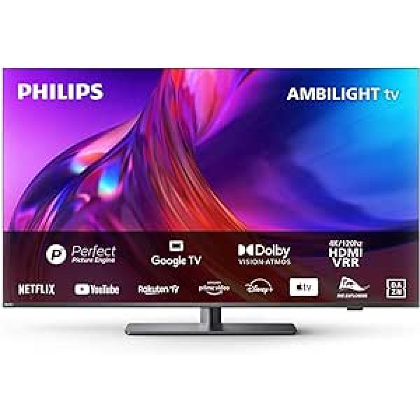 Philips 55PUS8808/12 55 collu Ambilight televizors, 4K UHD LED televizors, 120 Hz, HDR, Dolby Vision, Google TV, VRR, WiFi, Bluetooth, DTS:X, balss vadība