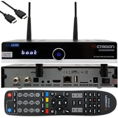 OCTAGON SF8008 4K UHD HDR HEVC Twin Sat cietā diska uztvērējs 2x DVB-S2X Multistream - E2 Linux Smart TV Box, multivides serveris, PVR uztvērējs ar ierakstīšanas funkciju - iekļauts EasyMouse HDMI kabelis un Dual