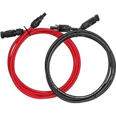 6 mm²/4 mm² Female to Male Professional Connection Cable Extension Cable Red and Black Lines, Solar Cable Including Solar Plug for Roofs, Garden, Automobiles, Solar Panel Cable (5 m - 4 mm²)