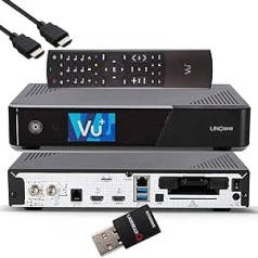 VU+ UNO 4K SE — UHD HDR 1x DVB-S2 FBC Sat Twin Tuner E2 Linux uztvērējs, YouTube, satelīta cietā diska uztvērējs, CI + karšu lasītājs, multivides atskaņotājs, USB 3.0, + EasyMouse HDMI kabelis un 300 Mbit WiFi stick