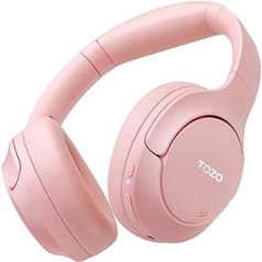 TOZO HT2 bezvadu Bluetooth austiņas uz auss ar hibrīda aktīvo trokšņu slāpēšanu, 56 stundu atskaņošanas laiku, augstas izšķirtspējas audio, kristāldzidri zvani, dziļi basi, lietotņu vadība — rozā