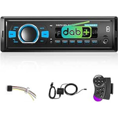 Hodozzy DAB+/DAB auto radio 1 DIN digitālais Bluetooth audio mūzikas stereo 12 V auto radio MP3 atskaņotājs ar USB/TF/SD/AUX/EQ/FM radio/SWC