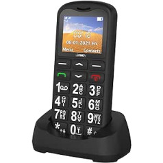 ukuu Vecākais mobilais tālrunis bez līguma ar lielām pogām, GSM poga Mobilais tālrunis ar divām SIM kartēm mobilais tālrunis 1,8 collu SOS avārijas zvana poga Mobilais tālrunis 1000 mAh akumulators ilgs gaidīšanas laiks melns