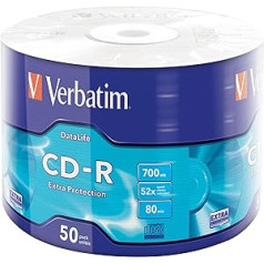 Verbatim CD-R Extra Protection, CD-Rohlinge mit 700 MB Datenspeicher, ideal für Foto- und Video-Aufnahmen, kompatibel mit jedem konventionellen CD-Laufwerk, 50er Pack Spindel