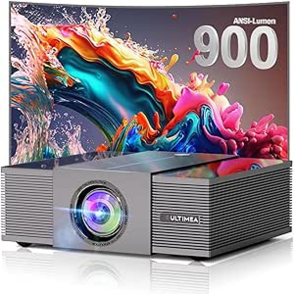 Ultimea Projector 1080P Native, Projektors 4K mājas kinozāles atbalsts 900 ANSI lūmeni ar objektu izvairīšanos, automātisko fokusu un 6D automātisko trapecveida korekciju, WiFi Bluetooth Apollo P60 projektors priekš