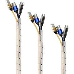 TPFNet Pack of 3 spirālveida kabeļu caurules ar diametru 20-130 mm, kabeļu organizators, kabeļu slēpnis, kabeļu kanāls, kabeļu kanāls, kabeļu kanāla aizsardzība, kabeļa vāks, kabeļa aizsargcaurule, dabīgā krāsā, 10 m