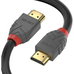 LINDY 36954 HDMI Cable 2.1 Anthra Line High Speed 3 m with Ethernet, 10K @ 120Hz HDMI 2.1 3D 1080p HDCP 2.3 120Hz 144Hz HDR ARC CEC ATC, ATC-Tested, TV OLED, Monitor, Xbox, Blu-Ray, Soundbar Grey