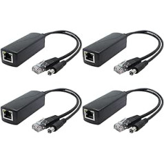 ANVISION 4 pakotņu Gigabit PoE sadalītājs, 48V līdz 12V 2A Ethernet adapteris videonovērošanas kamerai, AP, VoIP un citiem, AV-PS12-G